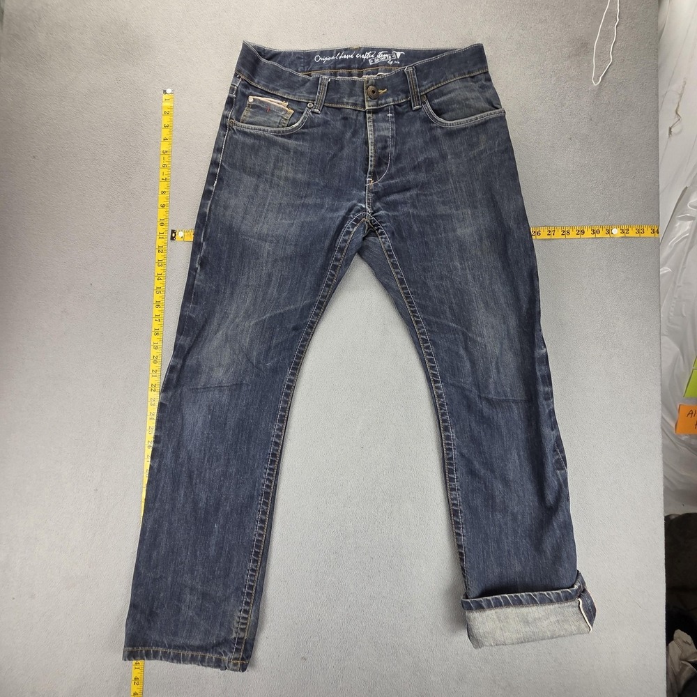 EDC Jeans Mens 34x32 Blue Selvedge Eagle Fit Regular Straight Honeycomb
